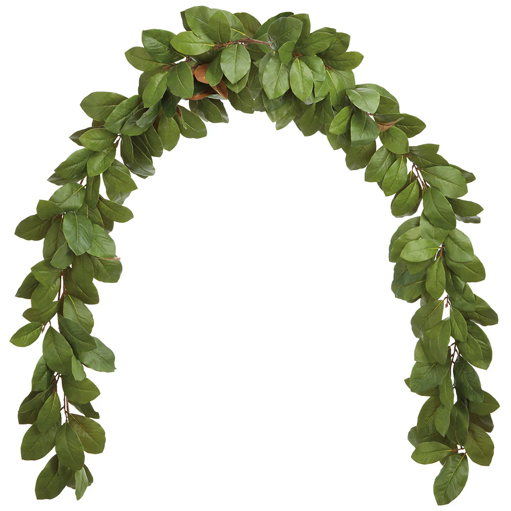 12' Artificial Magnolia Leaf Mantel Garland -Green