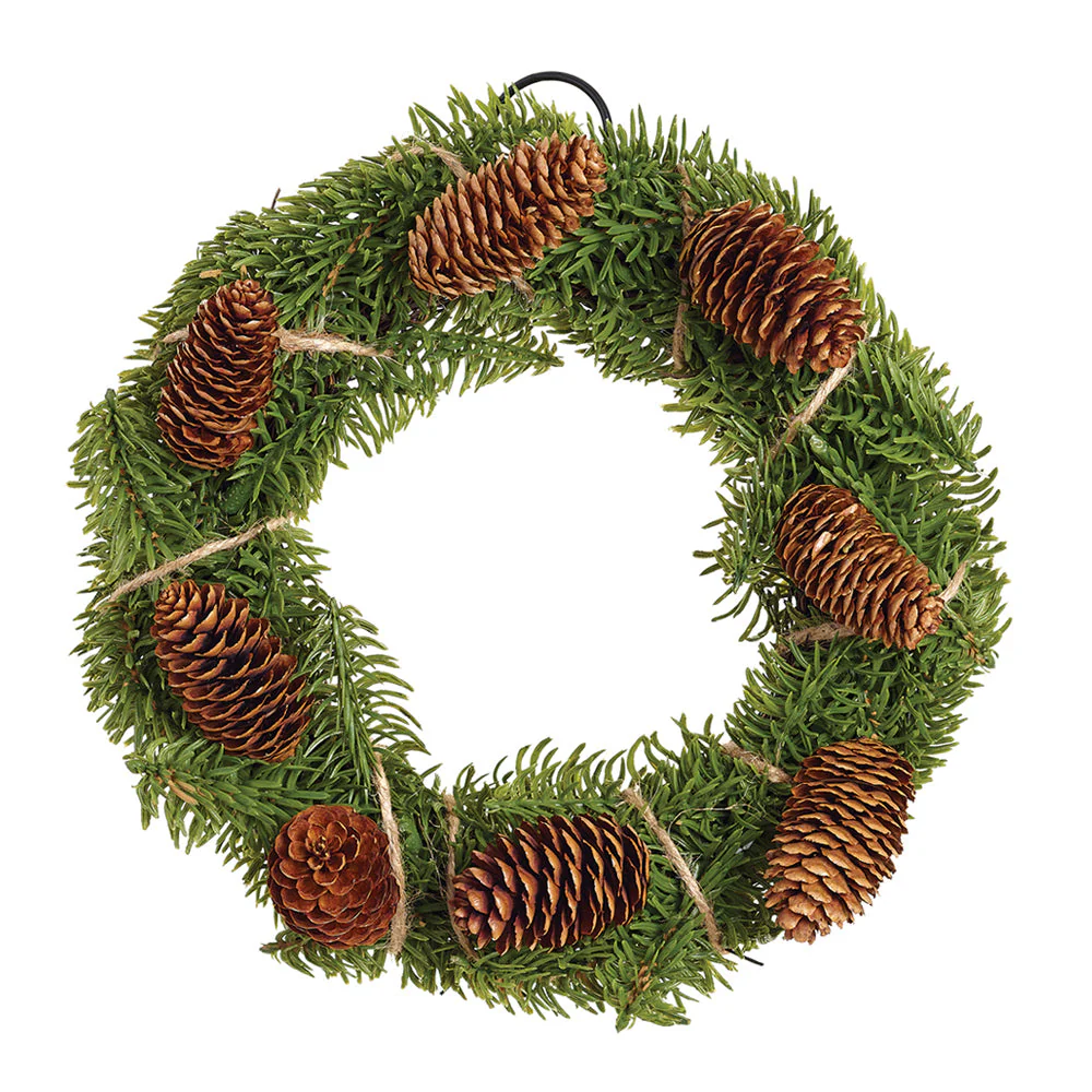 12" Artificial Pine & Pinecone Wreath -Green/Brown (Pack of 4)