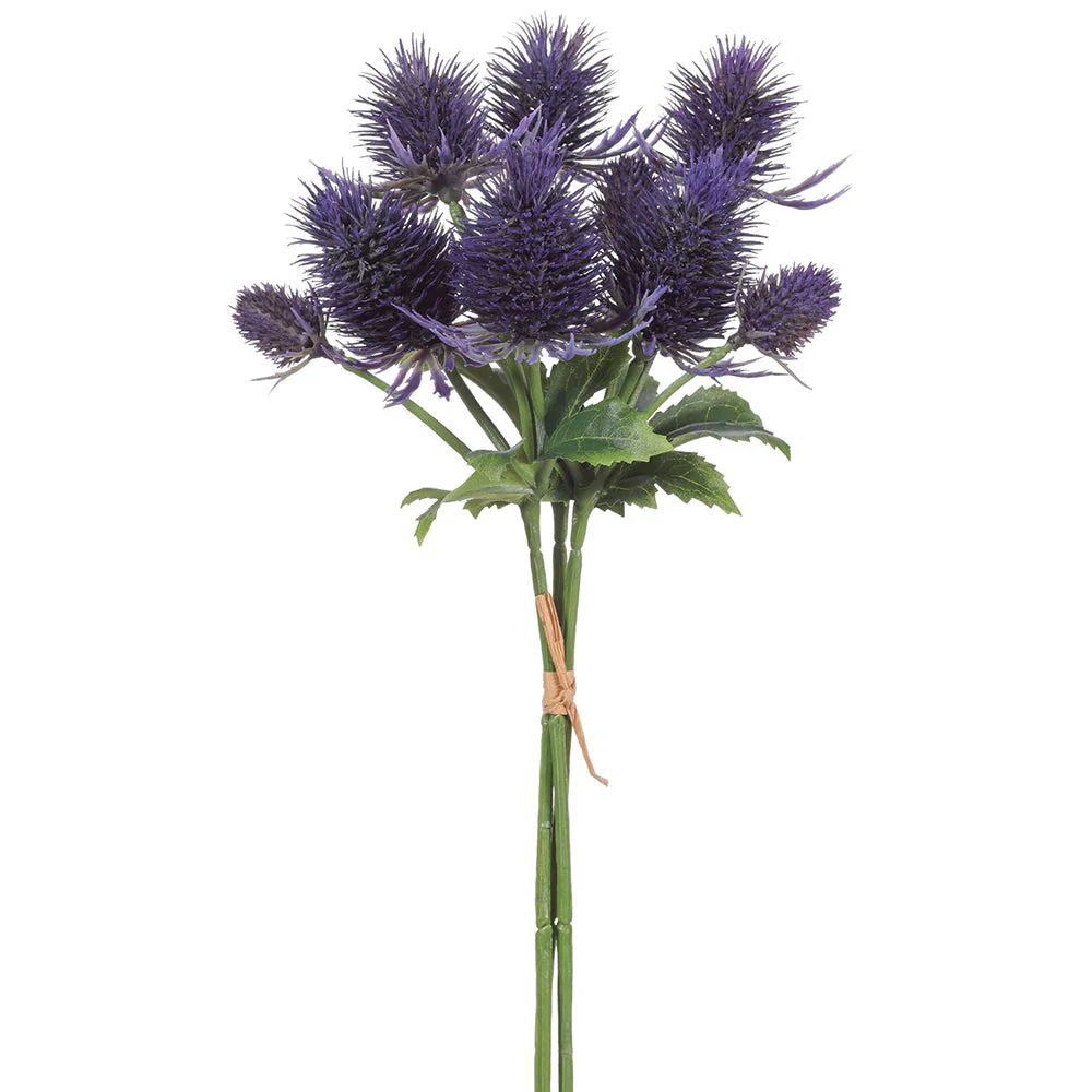 12" Artificial Thistle Flower Stem Bundle -Purple (Pack of 12)