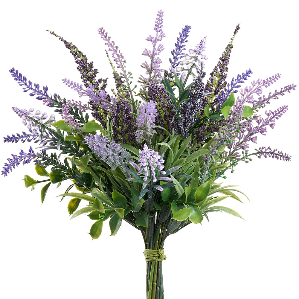 12" Lavender & Mascari Silk Flower Bouquet -Lavender/Purple (Pack of 6)