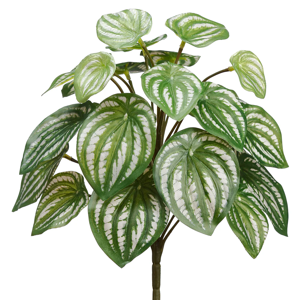 12" Silk Watermelon Leaf Plant -Green/Silver (Pack of 12)