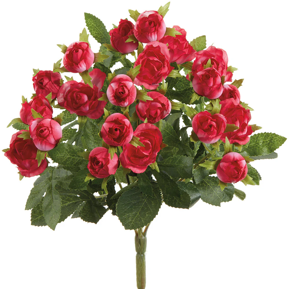 12" Small Sweetheart Rose Silk Flower Bush -Beauty (Pack of 12)