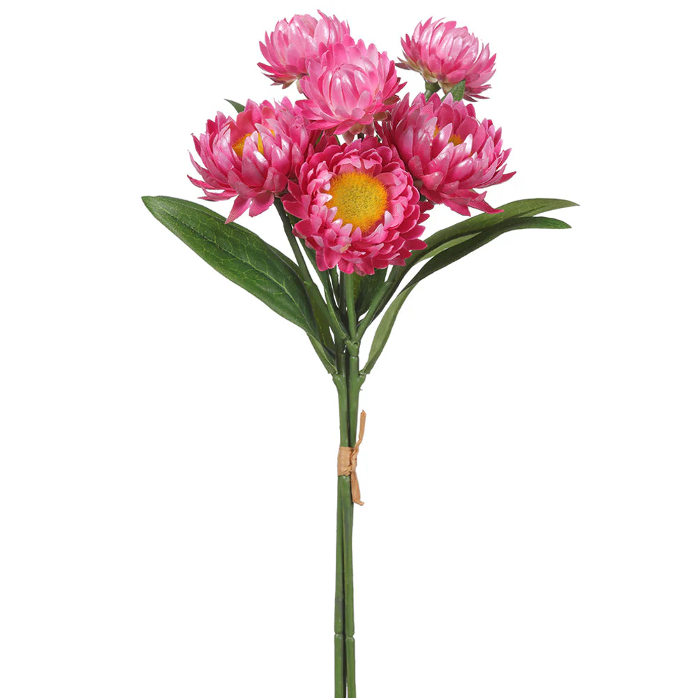 12" Strawflower Silk Flower Stem Bundle -Pink (Pack of 12)