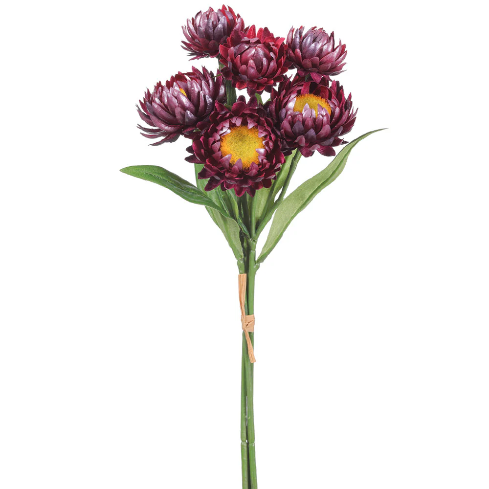 12" Strawflower Silk Flower Stem Bundle -Purple (Pack of 12)
