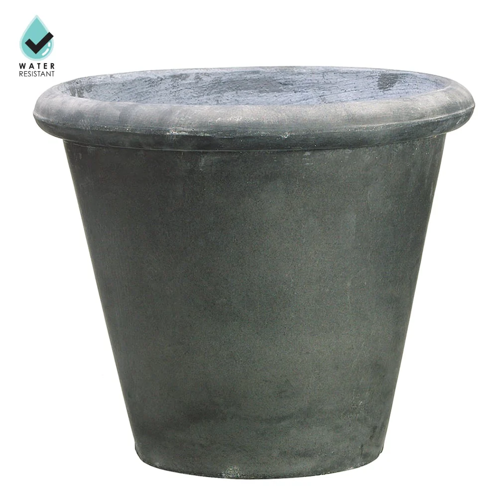 12"Hx13.7"W Fiber Cement Tapered Planter -Gray