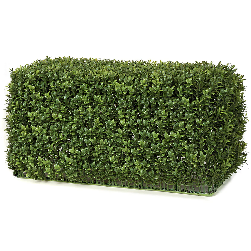 12"Hx23"Wx11"D Outdoor UV-Proof Artificial English Boxwood Topiary Hedge -2 Tone Green