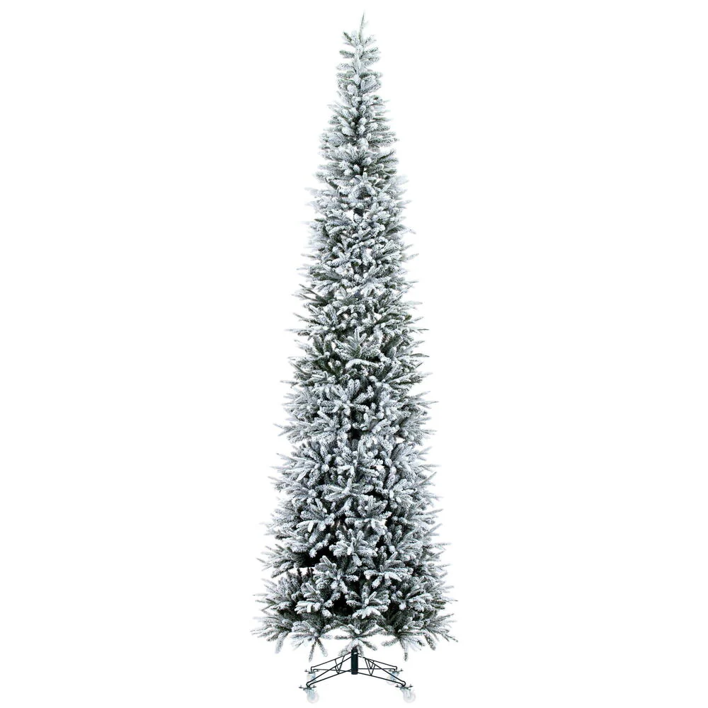 12'Hx44"W PE Frosted Tacoma Fraser Fir Artificial Christmas Tree, Unlit -White
