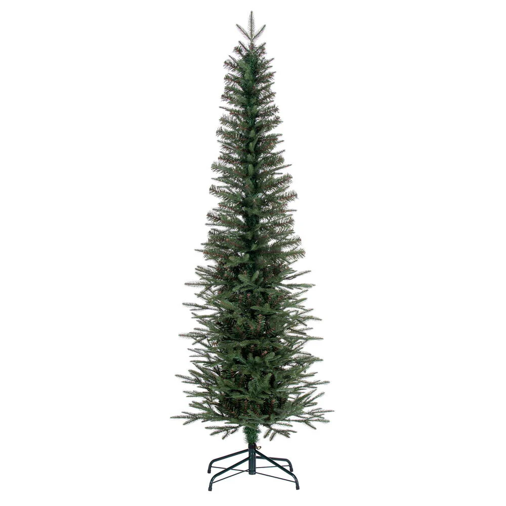 12'Hx56"W PE Pencil Bixley Fir Artificial Christmas Tree, Unlit -Green