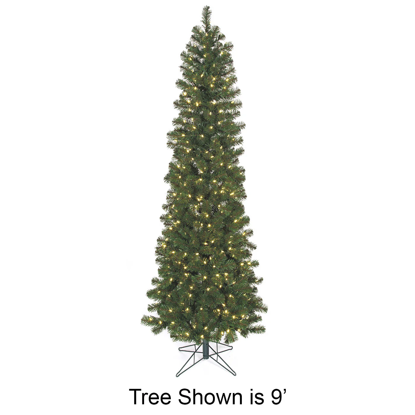 12'Hx59"W Virginia Pine Artificial Christmas Tree, LED Pre-Lit -Green