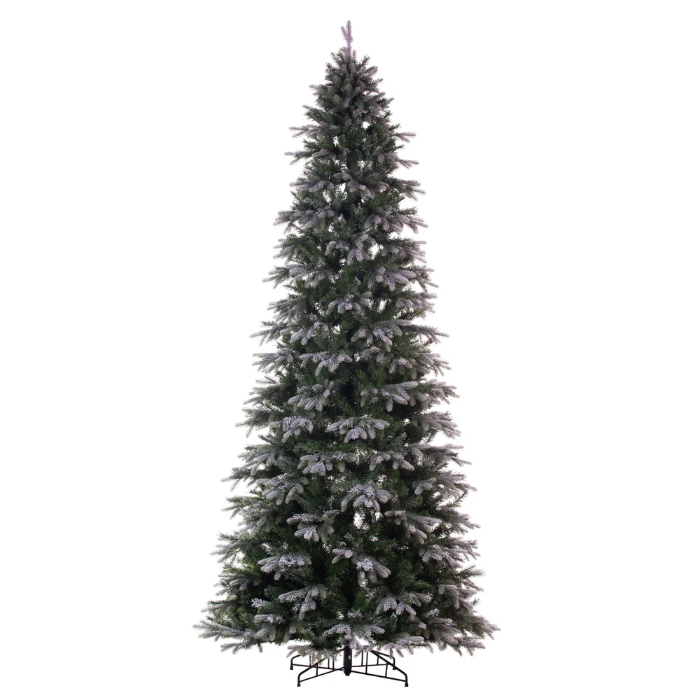 12'Hx62"W PE Frosted Slim Douglas Fir Artificial Christmas Tree, Unlit -Green
