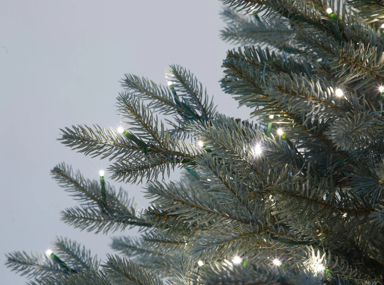 12'Hx66"W PE Blue Swiss Pine Artificial Christmas Tree, Micro LED Pre-Lit -Green/Blue - Image 2