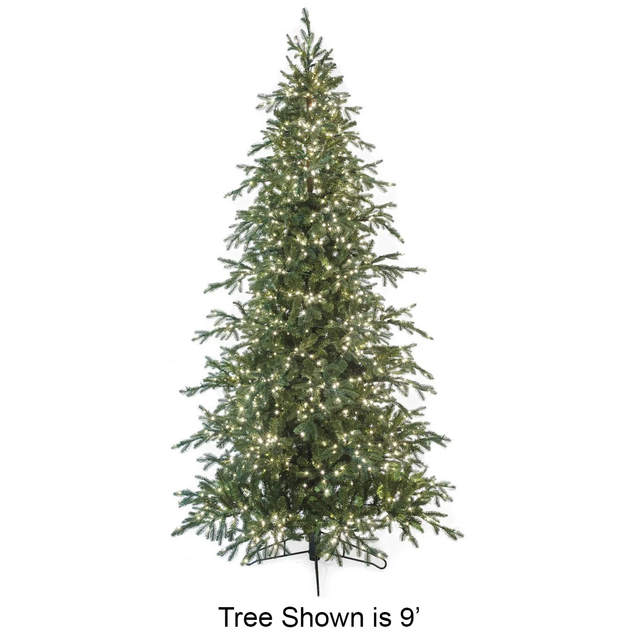 12'Hx66"W PE Cumberland Fir Artificial Christmas Tree, Micro LED Pre-Lit -Green