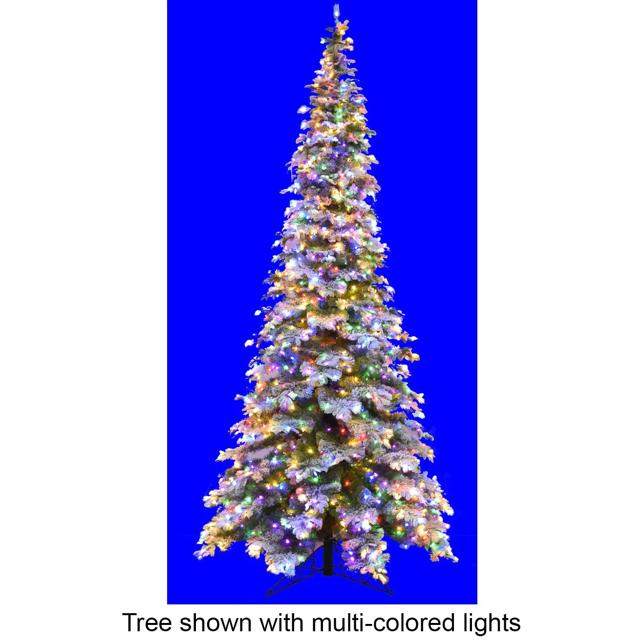 12'Hx66"W PE Flocked Pencil Sitka Spruce Artificial Christmas Tree, LED Pre-Lit -White/Green