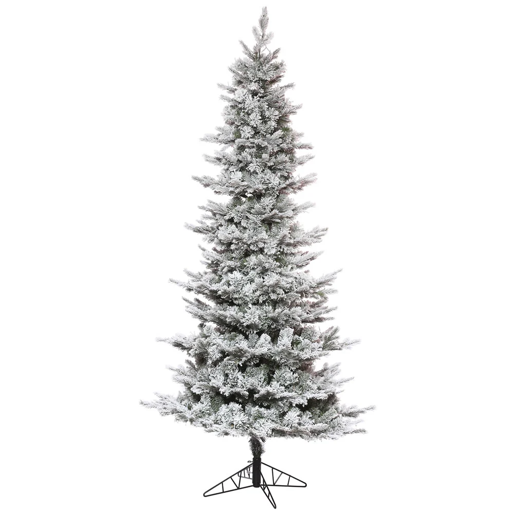 12'Hx70"W PE Flocked Slim Kiana Artificial Christmas Tree, Unlit -White