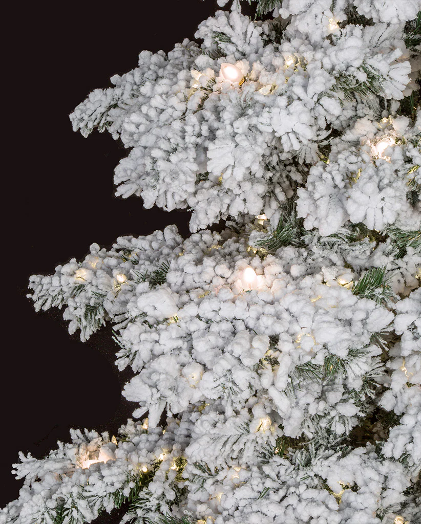 12'Hx72"W Heavy Flocked Blizzard Artificial Christmas Tree, C7 & LED Pre-Lit -White - Image 2