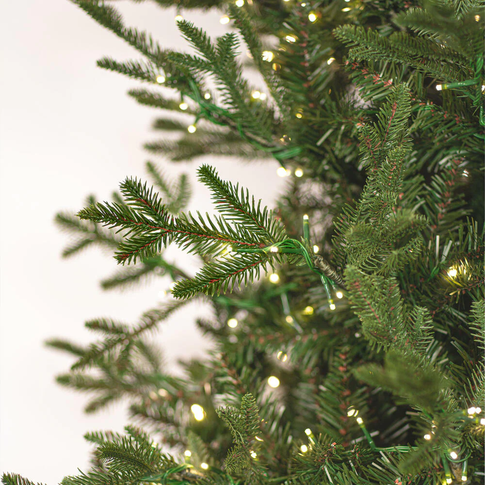 12'Hx72"W PE Slim Kamas Fraser Fir Artificial Christmas Tree, Micro LED Pre-Lit -White/Green - Image 2