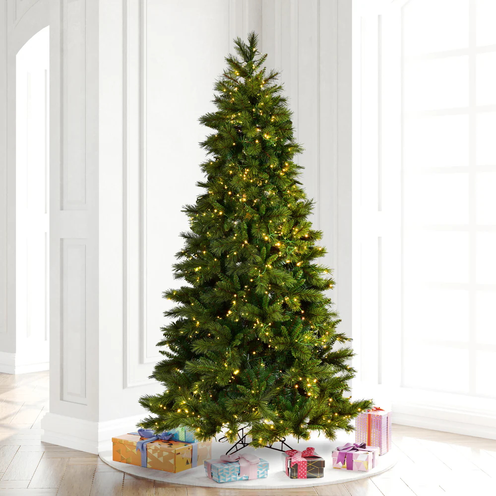 12'Hx73"W PE Brighton Pine Artificial Christmas Tree, LED Pre-Lit (Multi-Mode) -Green - Image 8