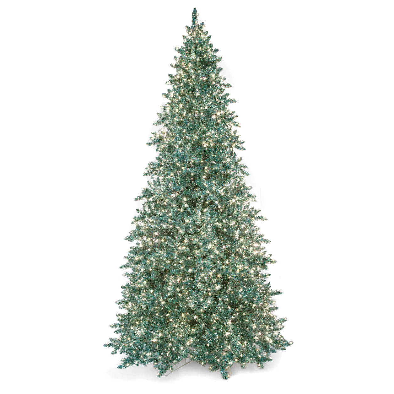 12'Hx75"W Tinsel Artificial Christmas Tree, Micro LED Pre-Lit (Selectable White, Multi-Mode) -Aqua