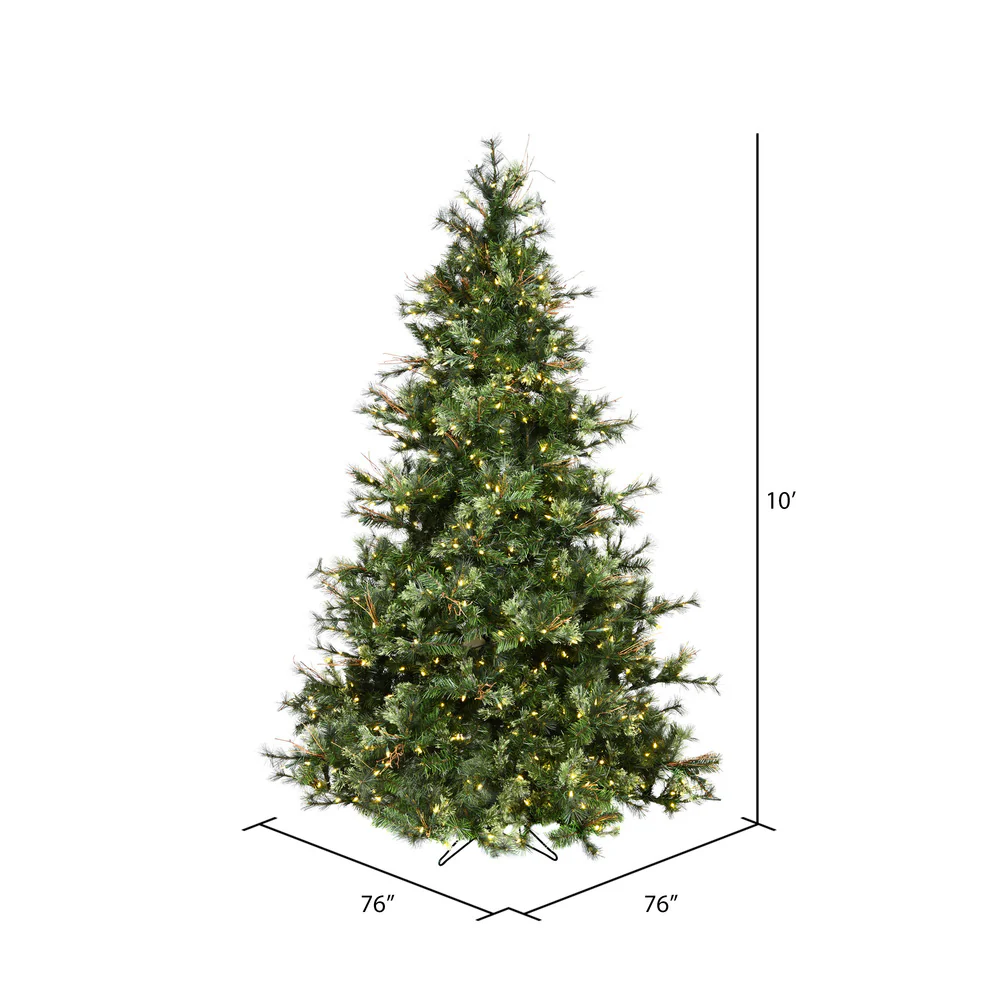 12'Hx76"W Mixed Country Artificial Christmas Tree w/Pinecone & Grapevine, LED Pre-Lit -Green/Brown - Image 3