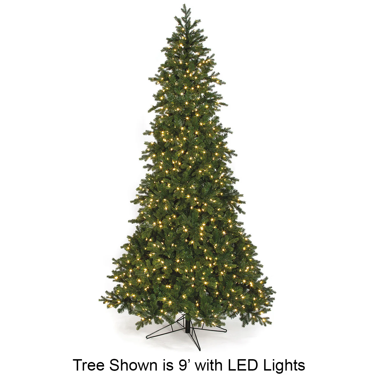 12'Hx77"W PE St. Lucia Fir Artificial Christmas Tree, LED Pre-Lit -Green