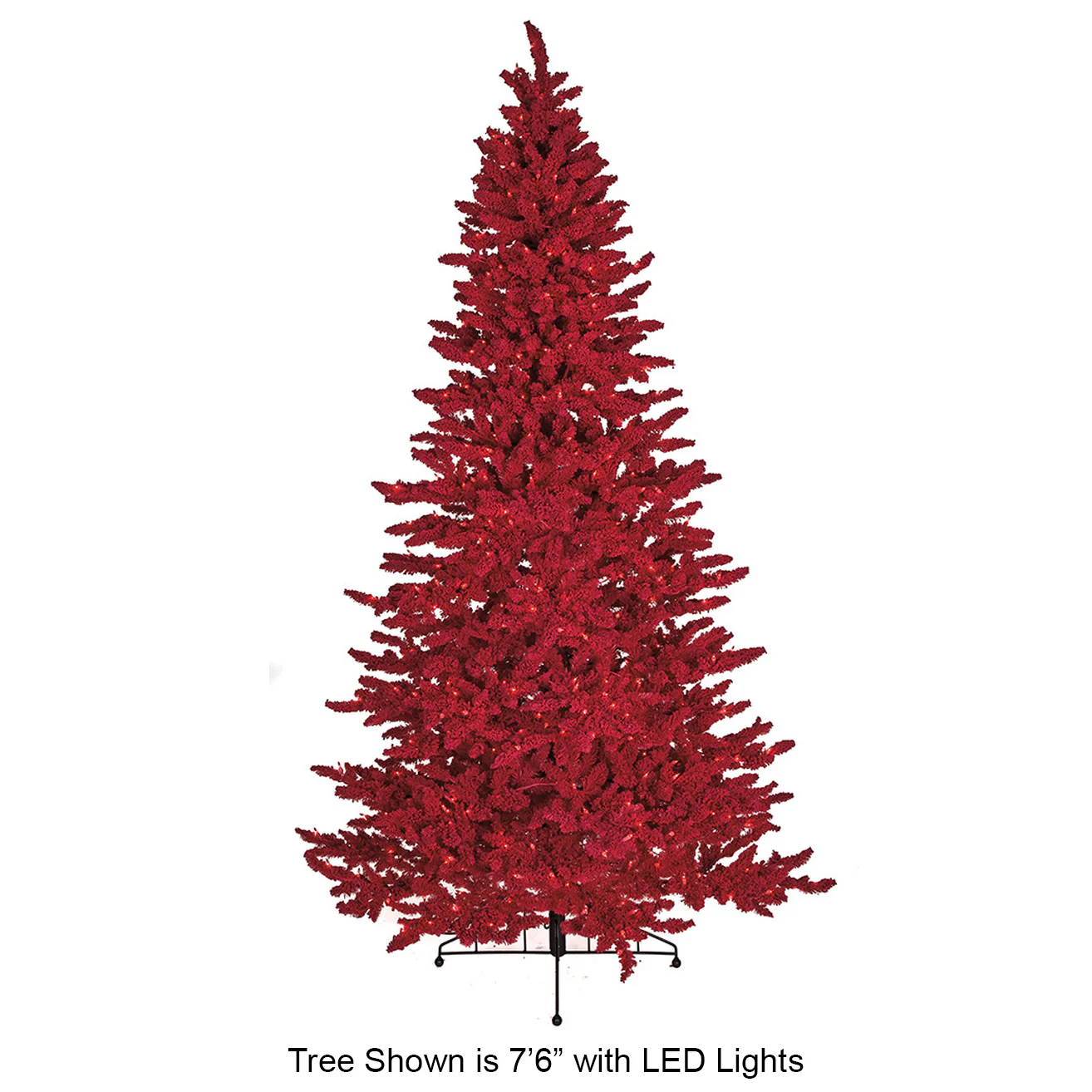 12'Hx77"W Tinsel Flocked Valentino Artificial Christmas Tree, LED Pre-Lit (Red) -Red