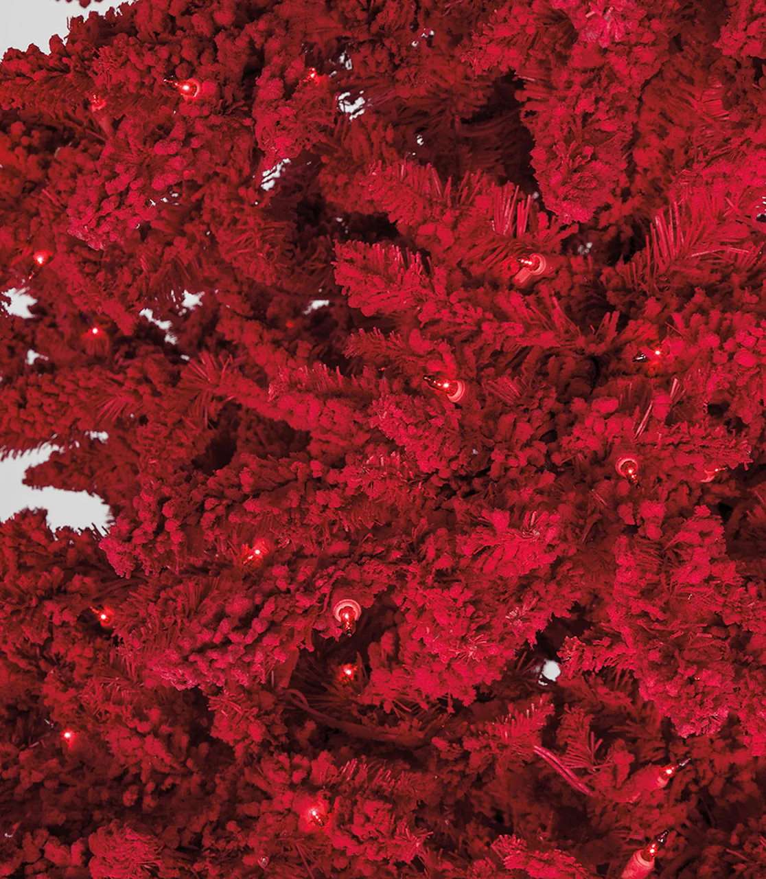 12'Hx77"W Tinsel Flocked Valentino Artificial Christmas Tree, LED Pre-Lit (Red) -Red - Image 4