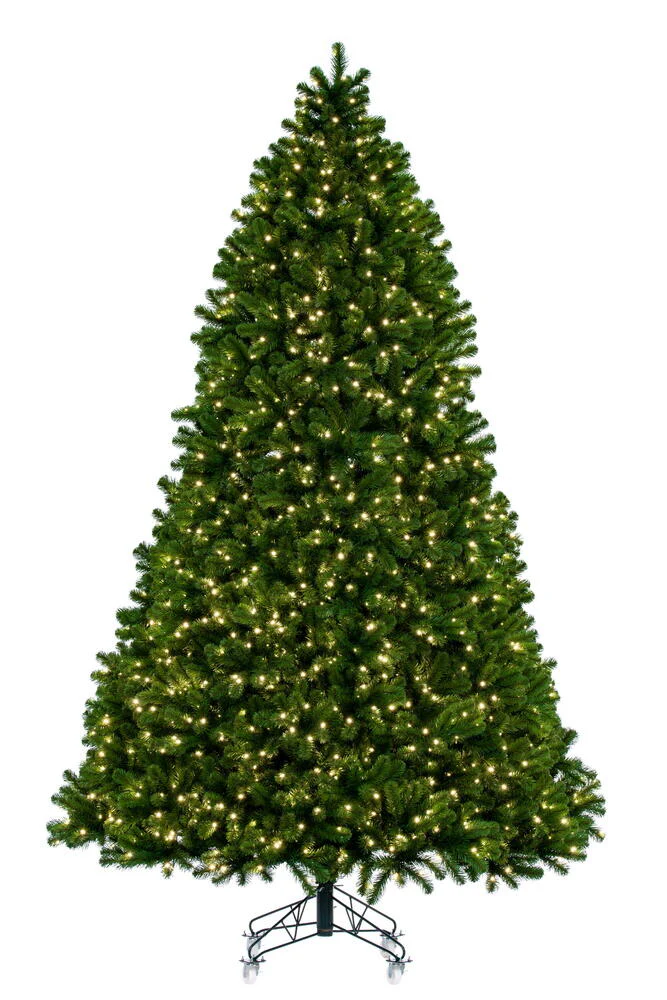 12'Hx78"W Deluxe Sequoia Pine Artificial Christmas Tree, LED Pre-Lit -Green