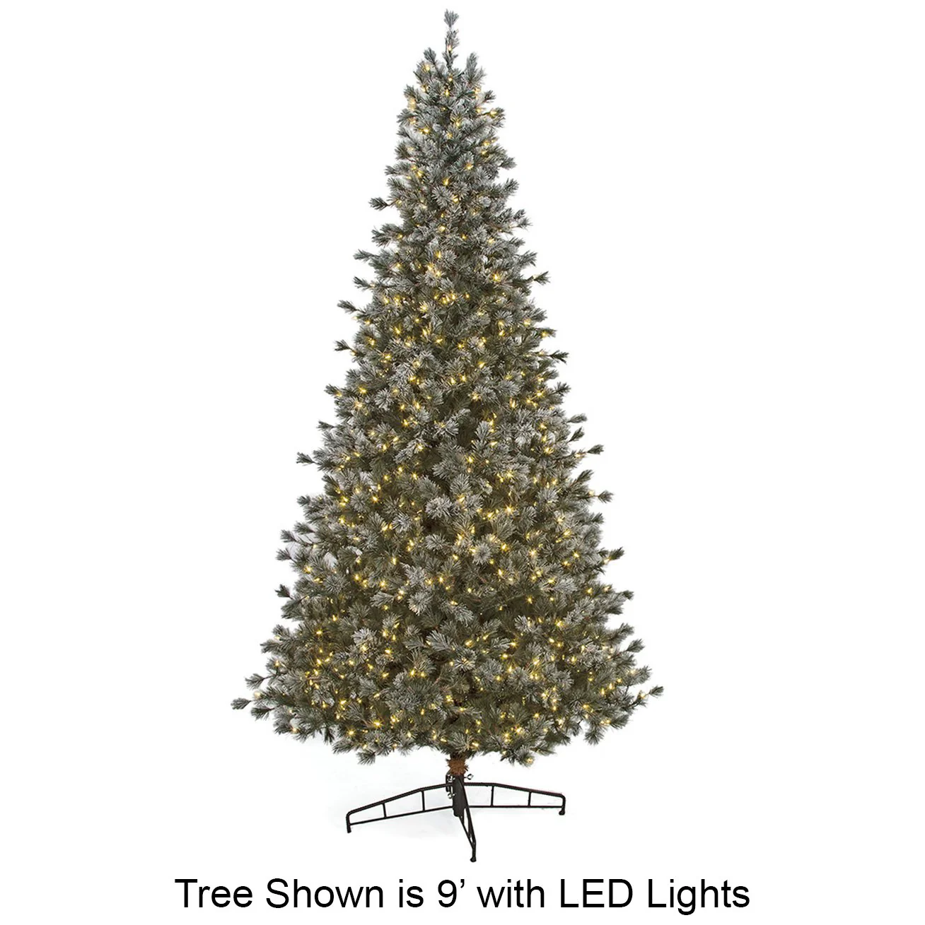 12'Hx80"W Glittered & Flocked Butte Pine Artificial Christmas Tree, LED Pre-Lit -Green/White