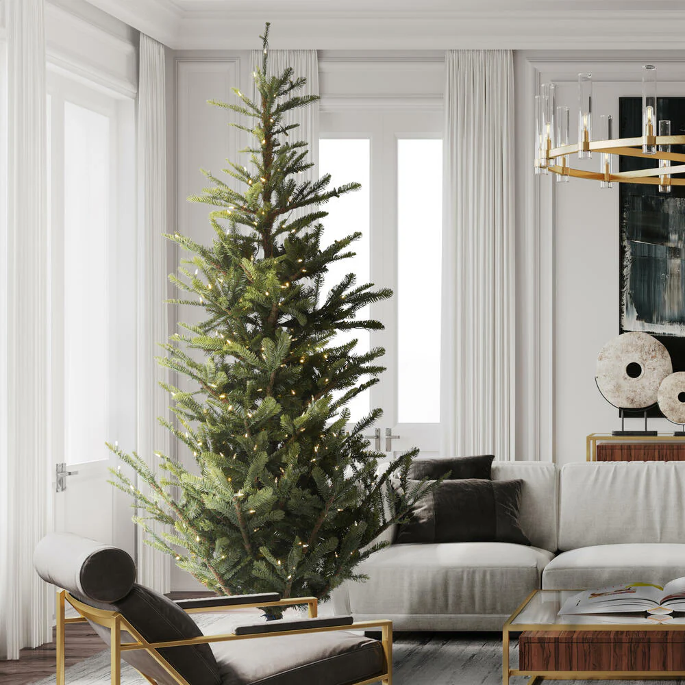 12'Hx80"W PE Alberta Spruce Artificial Christmas Tree, LED Pre-Lit -Green - Image 4