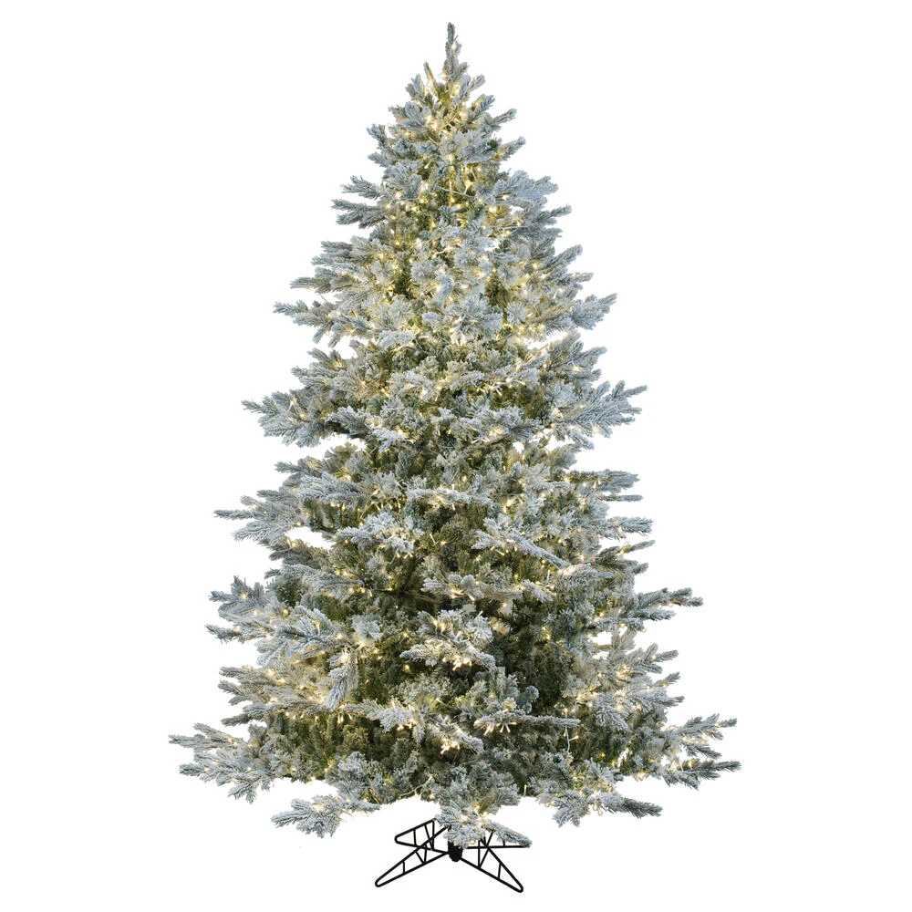 12'Hx80"W PE Flocked Kiana Artificial Christmas Tree, Micro LED Pre-Lit -White