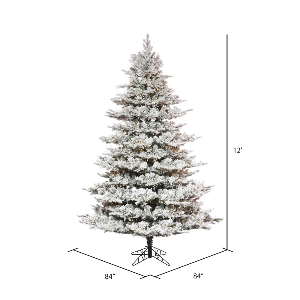 12'Hx80"W PE Flocked Kiana Artificial Christmas Tree, Micro LED Pre-Lit -White - Image 3