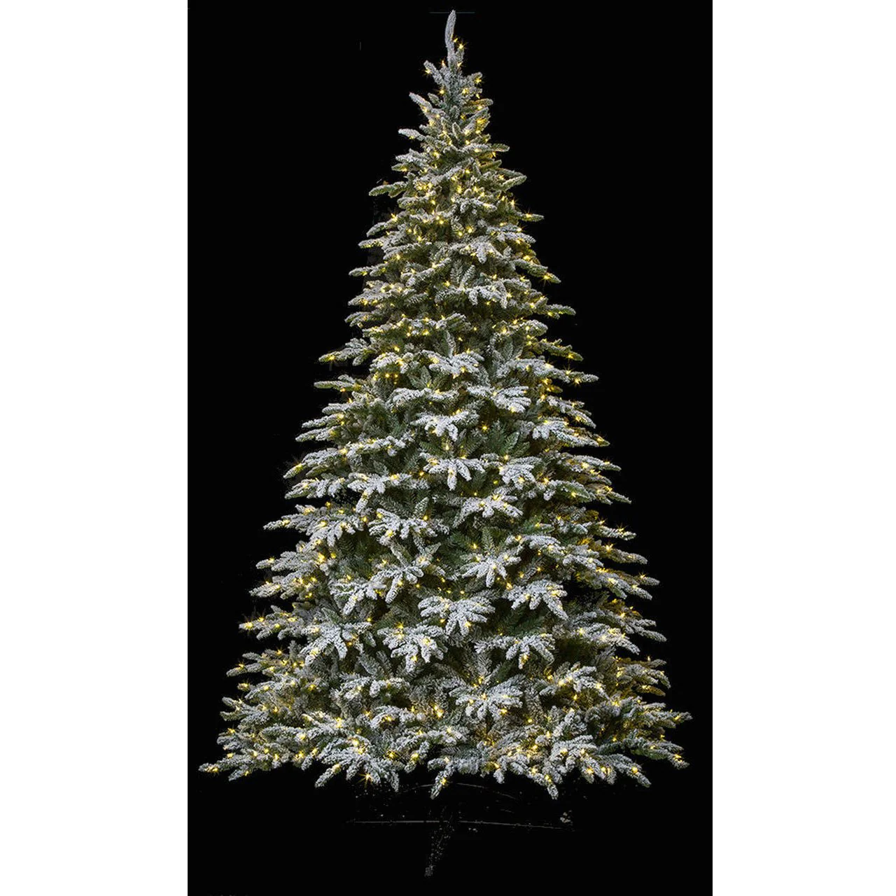 12'Hx82"W Medium Flocked Lockhart Fir Artificial Christmas Tree, LED Pre-Lit -White/Green