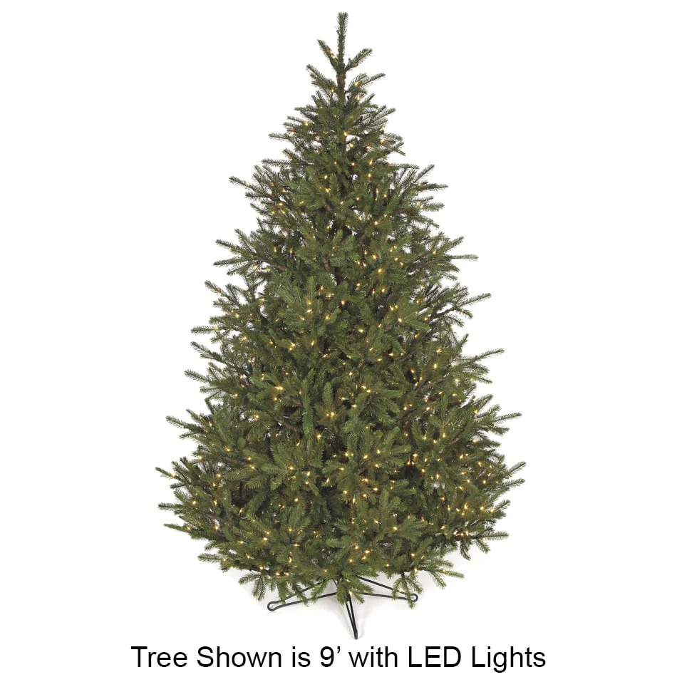 12'Hx82"W PE Elizabeth Pine Artificial Christmas Tree, LED Pre-Lit -Green