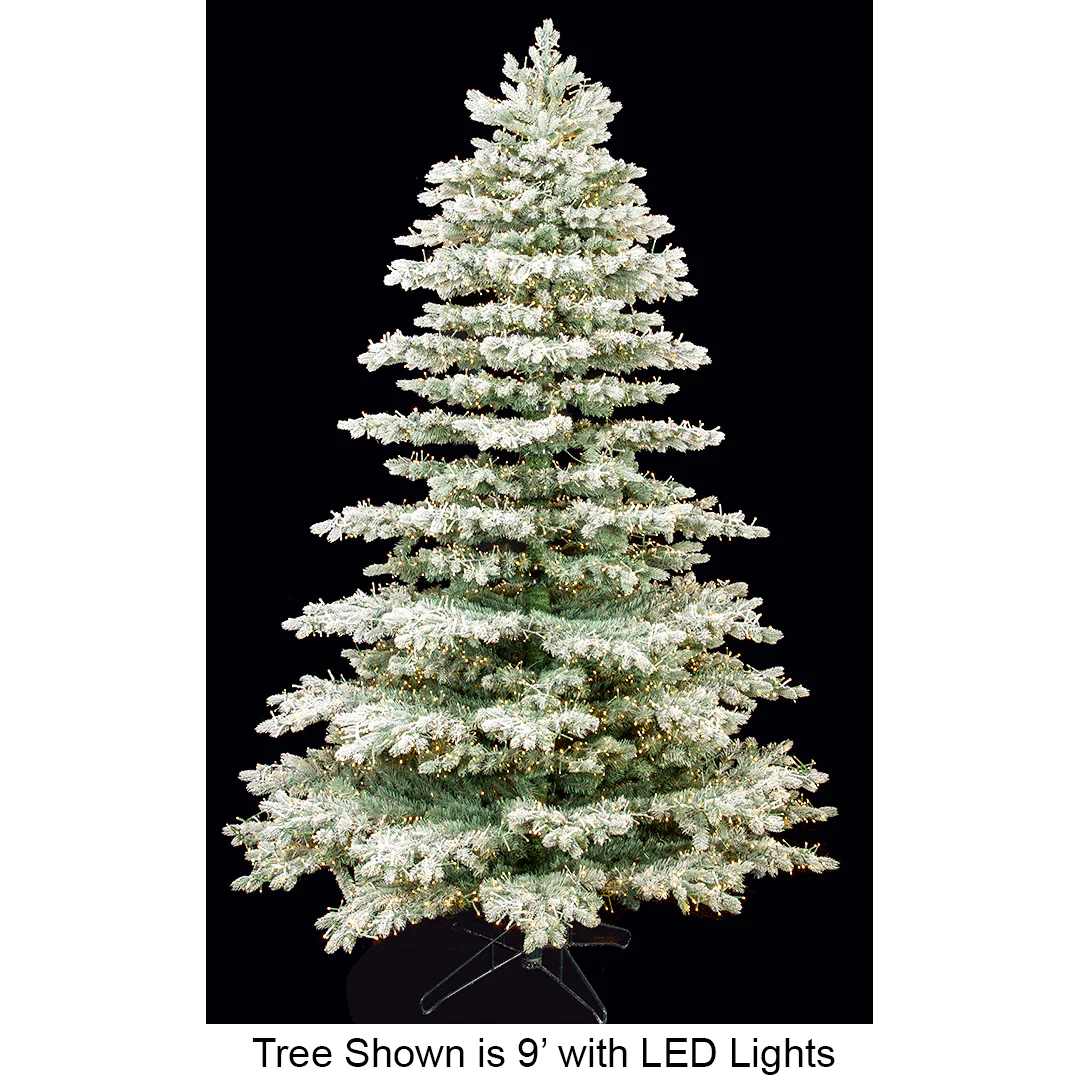 12'Hx82"W PE Frosted Highland Spruce Cluster Artificial Christmas Tree, Micro LED Pre-Lit -White/Green