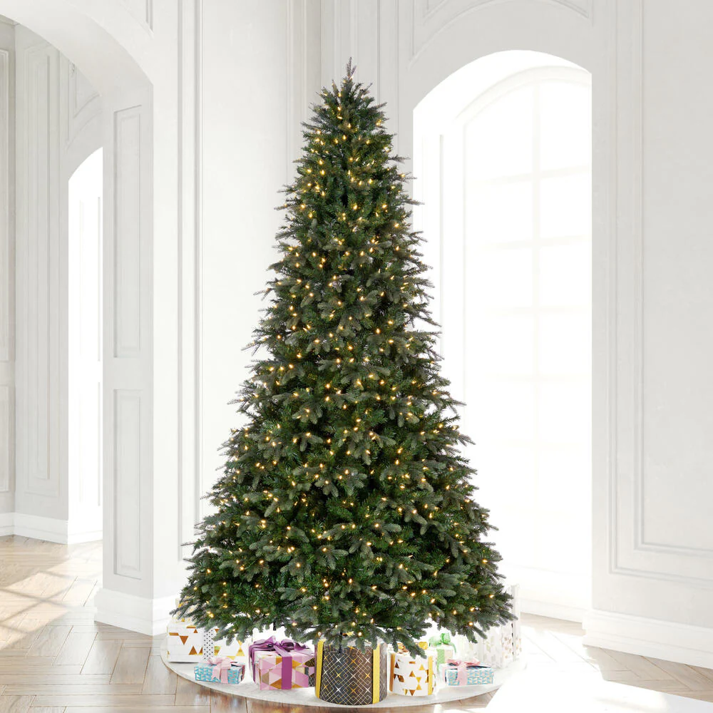 12'Hx83"W PE Douglas Fir Artificial Christmas Tree, LED Pre-Lit -Green - Image 4