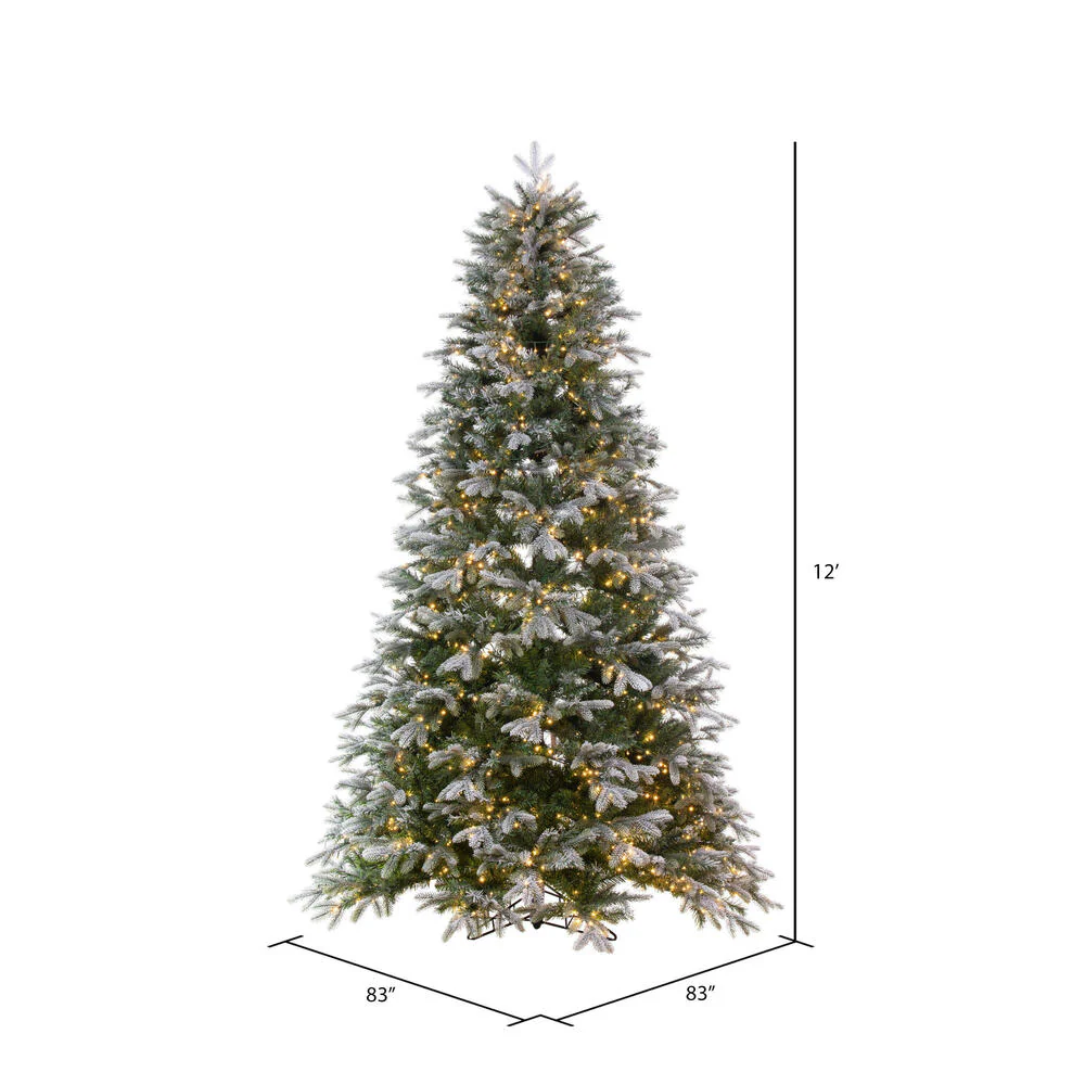 12'Hx83"W PE Frosted Douglas Fir Artificial Christmas Tree, LED Pre-Lit -Green - Image 3