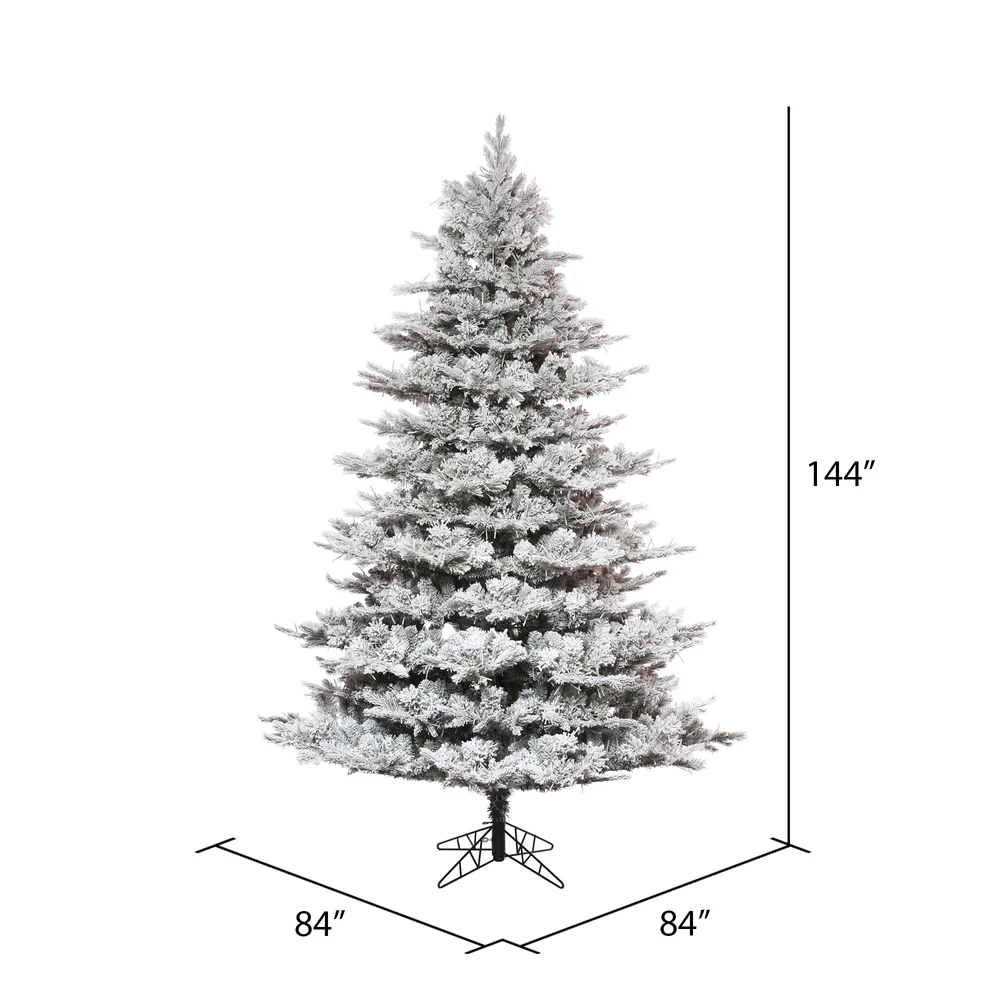 12'Hx84"W PE Flocked Kiana Artificial Christmas Tree, Unlit -White - Image 2