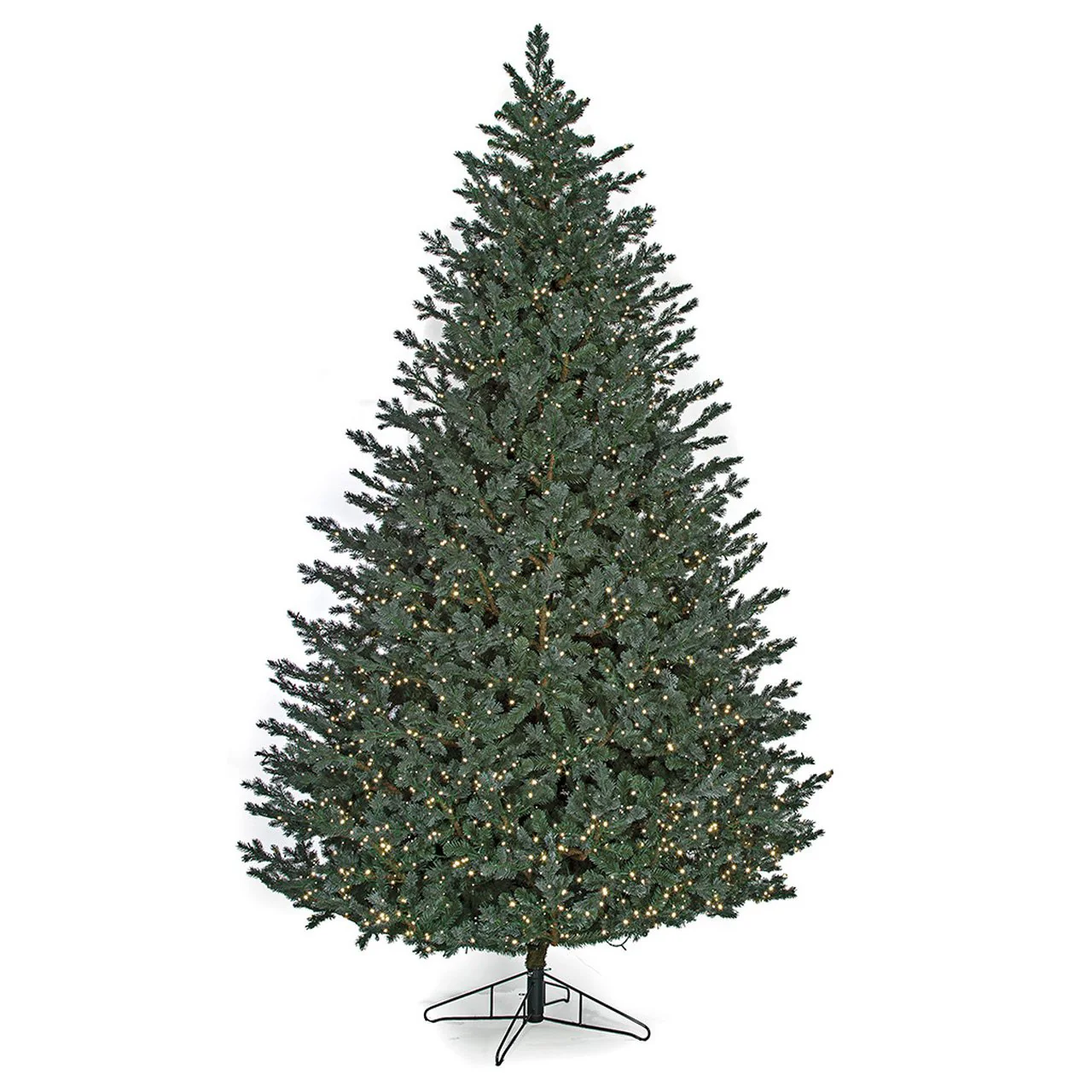 12'Hx85"W PE Abington Blue Spruce Artificial Christmas Tree, Micro LED Pre-Lit -Green/Blue