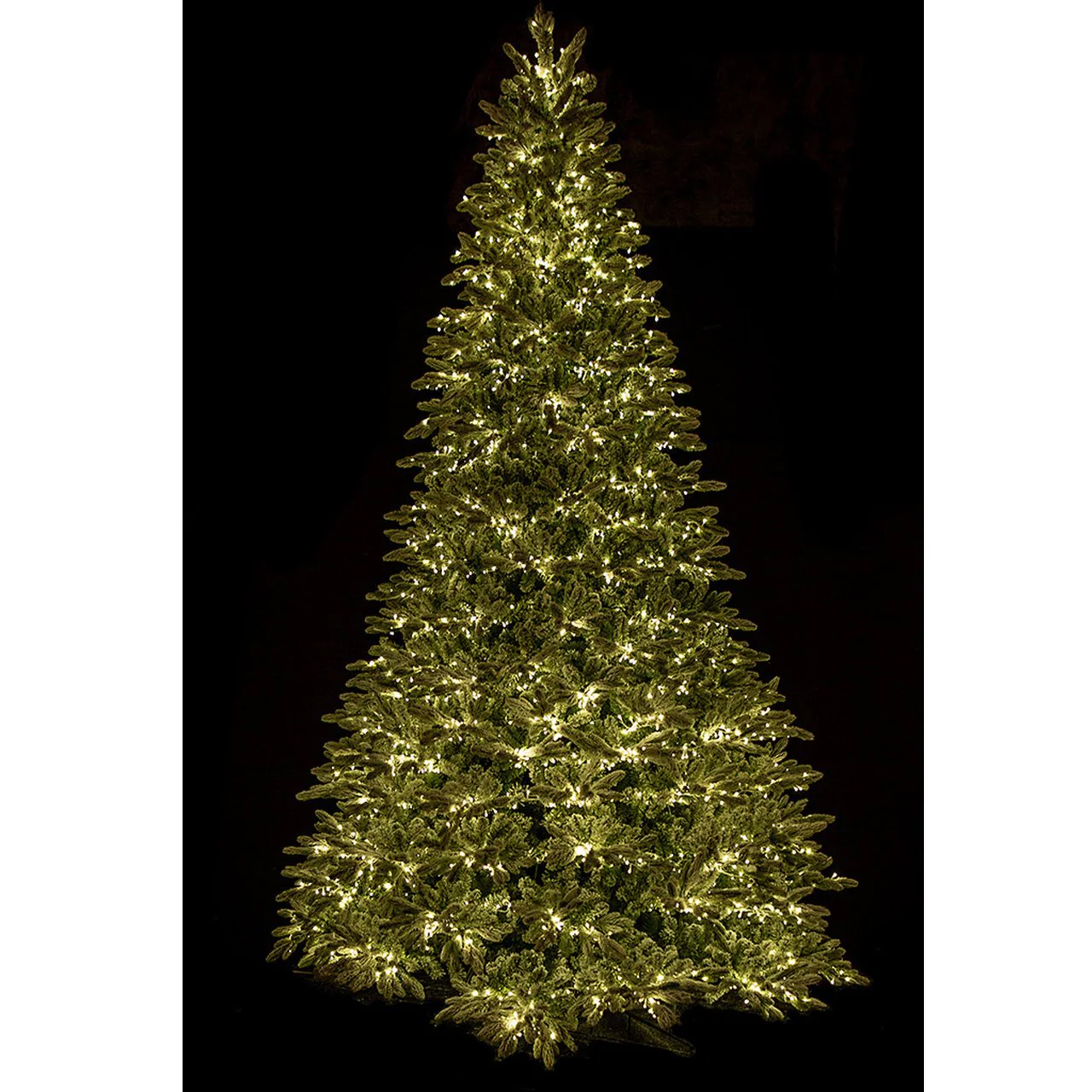 12'Hx88"W PE Frosted Sheldon Fir Artificial Christmas Tree, Micro LED Pre-Lit -White/Green