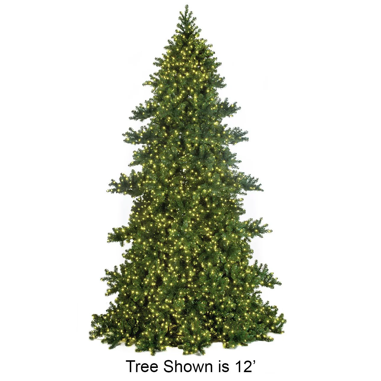 12'Hx92"W Commercial Oregon Fir Artificial Christmas Tree w/Tree Frame, Outdoor LED Pre-Lit -Green
