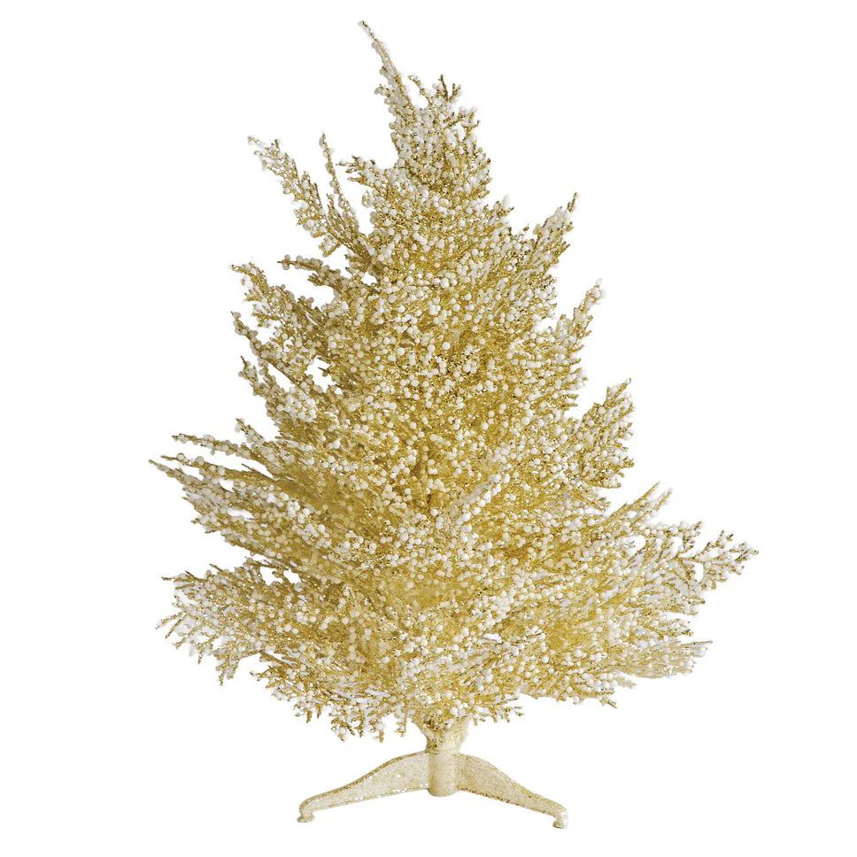 12"x10"W Glittered Snowball Cedar Artificial Christmas Tree, Unlit -Champagne (Pack of 6)