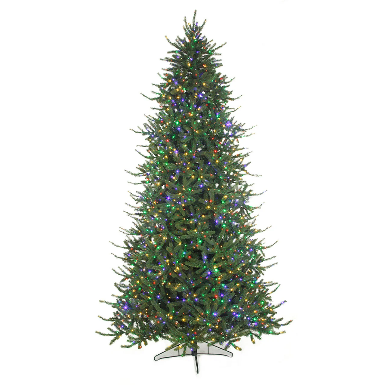12'x83"W PE Windsor Spruce Artificial Christmas Tree, Micro LED Pre-Lit (Multi-Mode) -Green