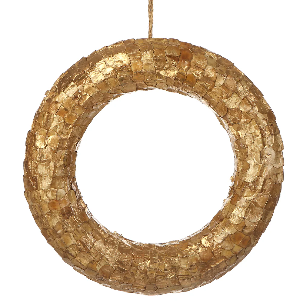 13.25" Artificial Hanging Pod Wreath -Gold (Pack of 6)