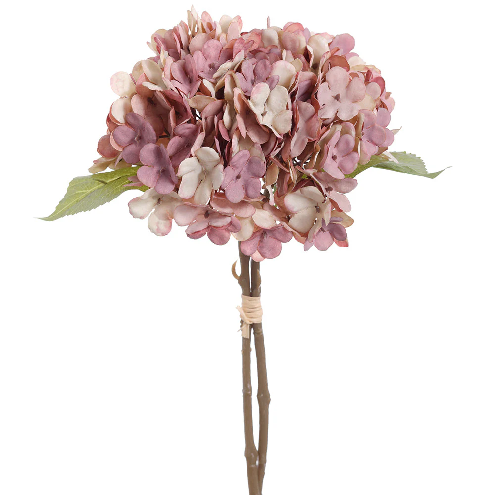 13.5" Hydrangea Silk Flower Stem Bundle -2 Tone Pink (Pack of 6)