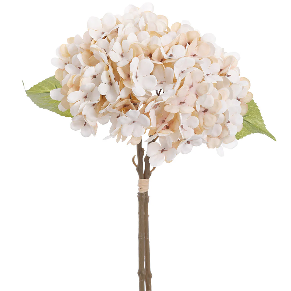 13.5" Hydrangea Silk Flower Stem Bundle -Cream (Pack of 6)