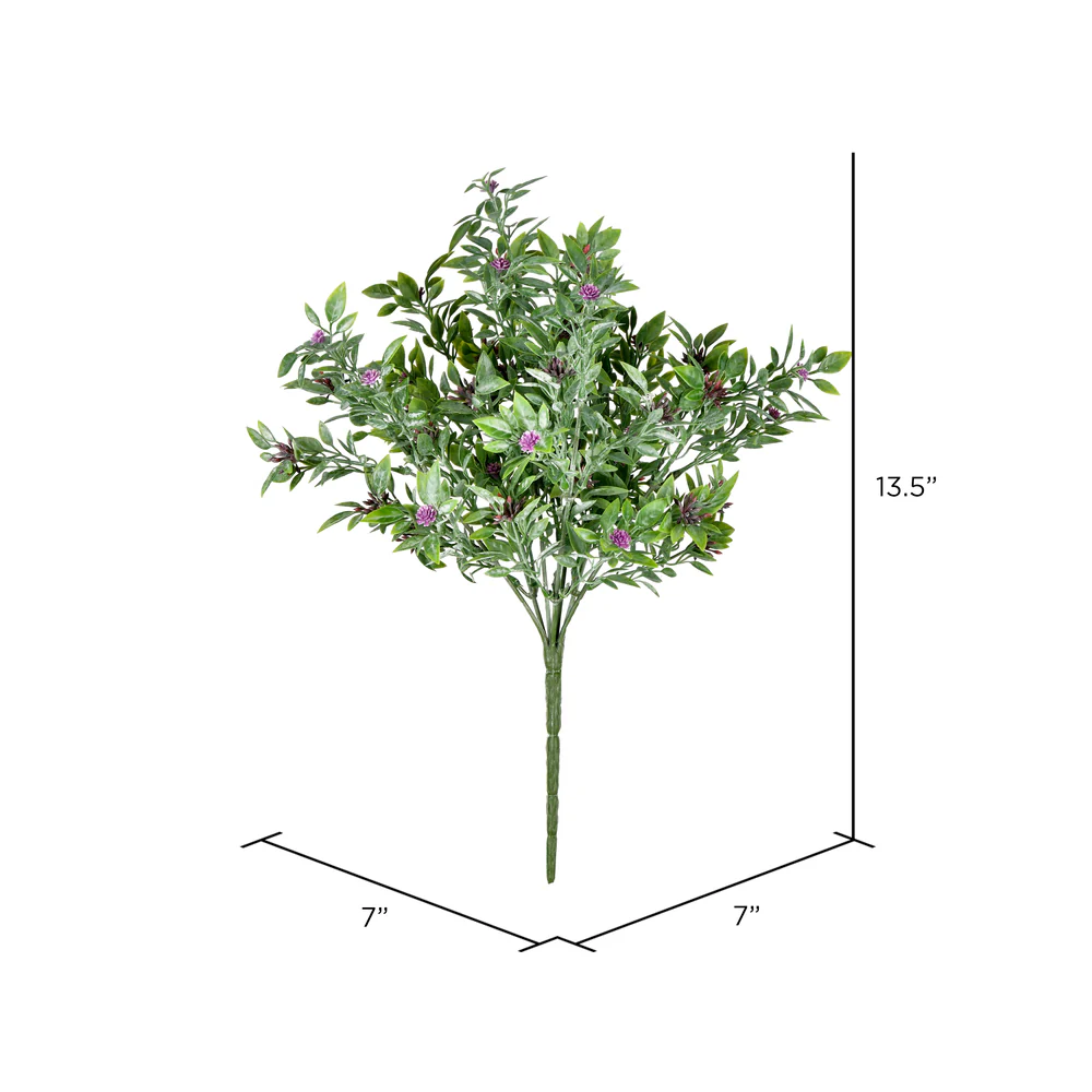 13.5" Outdoor UV-Resistant Artificial Wildflower Bush -Purple/Green (Pack of 12) - Image 2