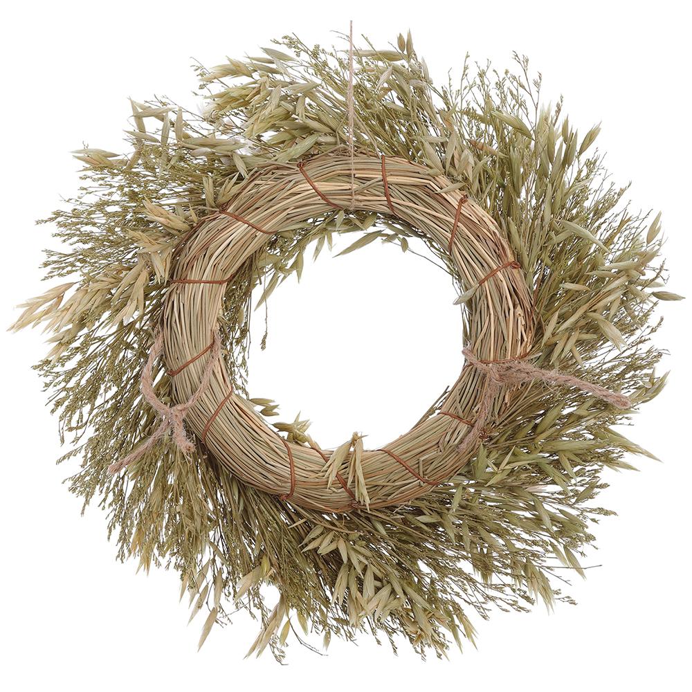 13.5" Preserved Thistle & Daisy Flower Wreath -White - Image 3
