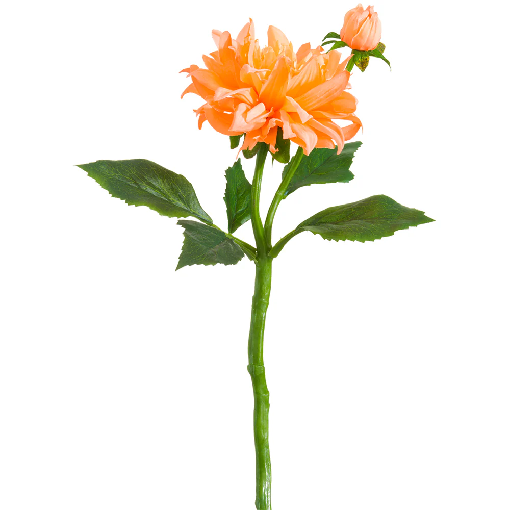 13.5" Silk Dahlia Flower Stem -Coral (Pack of 12)