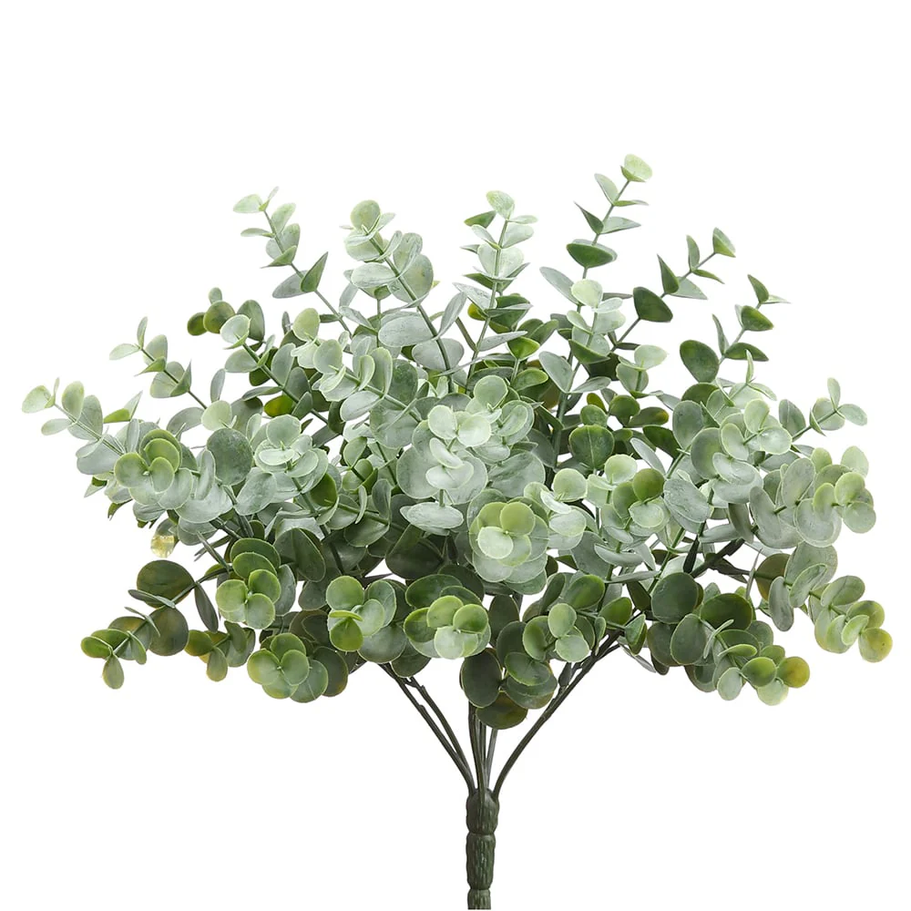 13.5" Silk Eucalyptus Leaf Plant -Frosted Green (Pack of 12)