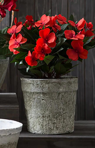13.5" Silk New Guinea Impatiens Flower Bush -Tomato Red (Pack of 6) - Image 2